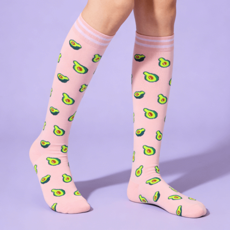 Clomii Avocado Garden Knee-High Compression Socks