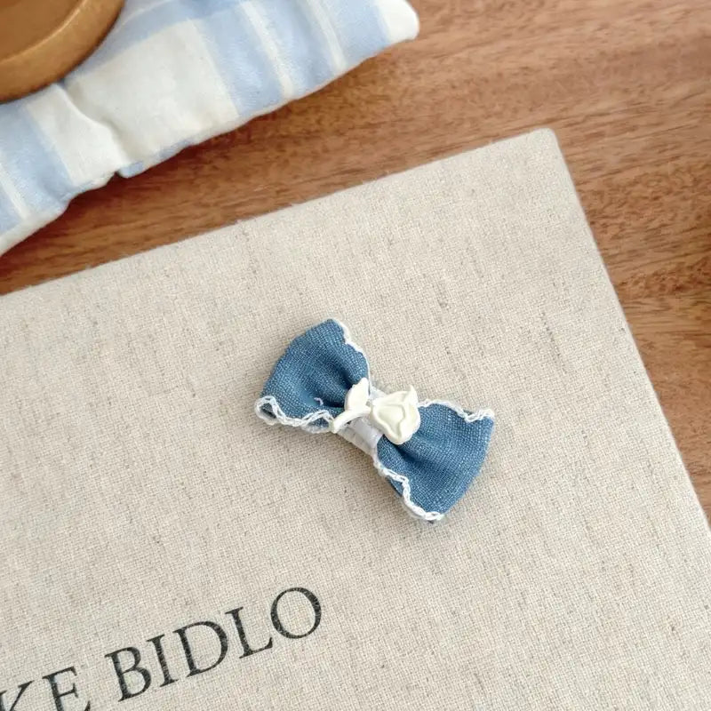 Denim Heart Dog Hair Clips