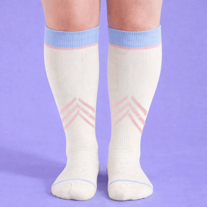 Clomii Everyday Stretch Knee-High Compression Socks White with Bule