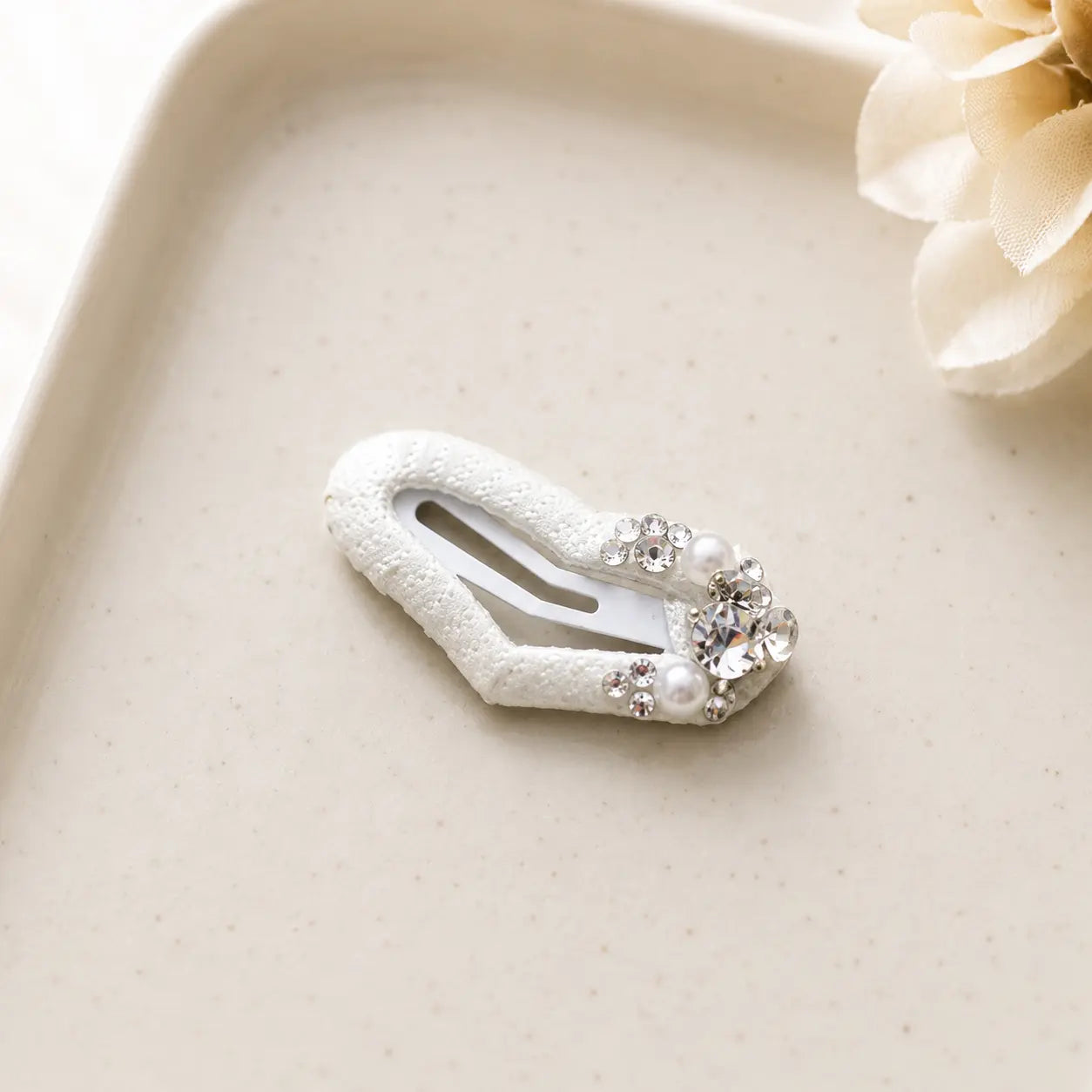 Ivory Crystal Dog Clips
