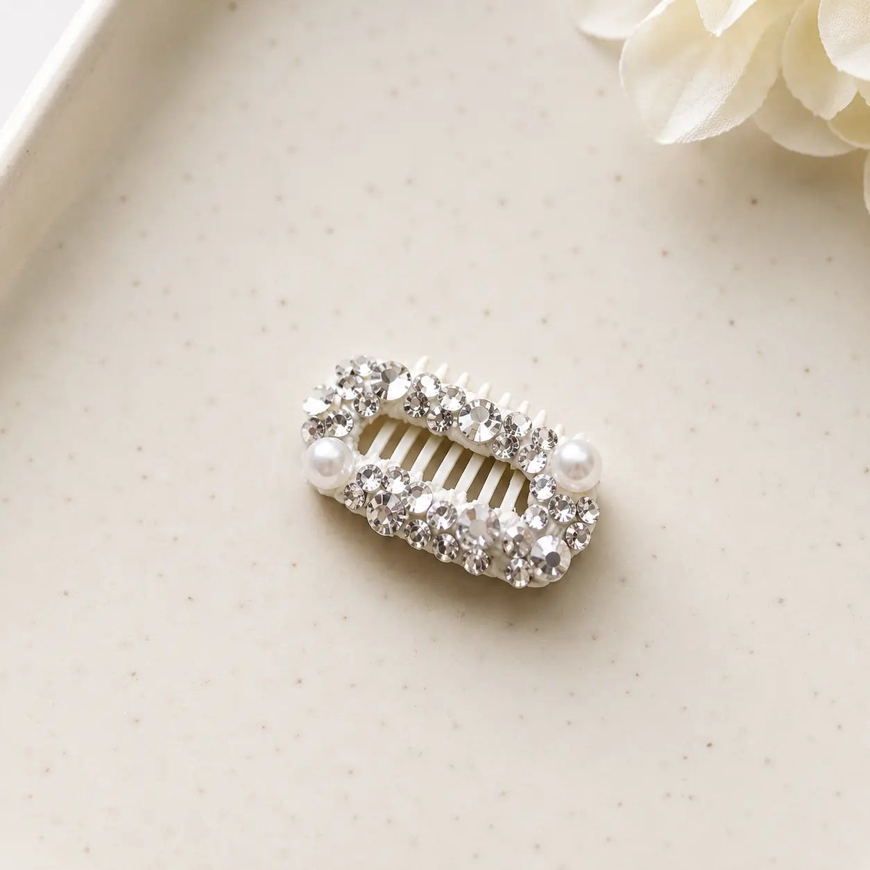 Ivory Crystal Dog Clips