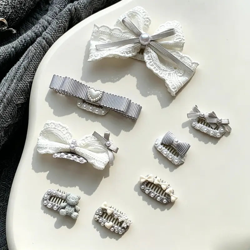 Pearl Lace Dog Hair Clips