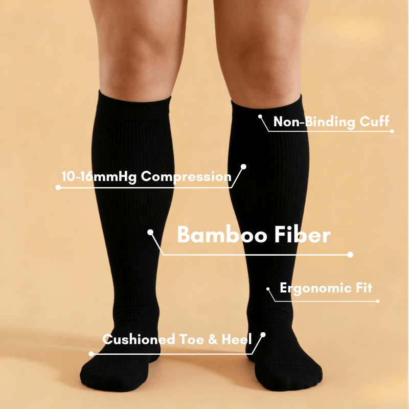 Clomii Pure Comfort Compression Knee-High Socks Black