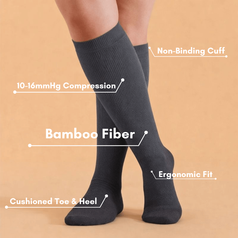 Clomii Pure Comfort Compression Knee-High Socks-Grey