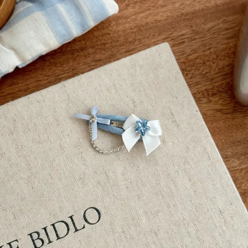 Denim Heart Dog Hair Clips