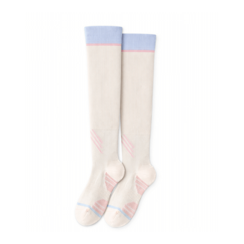 Clomii Everyday Stretch Knee-High Compression Socks White with Bule