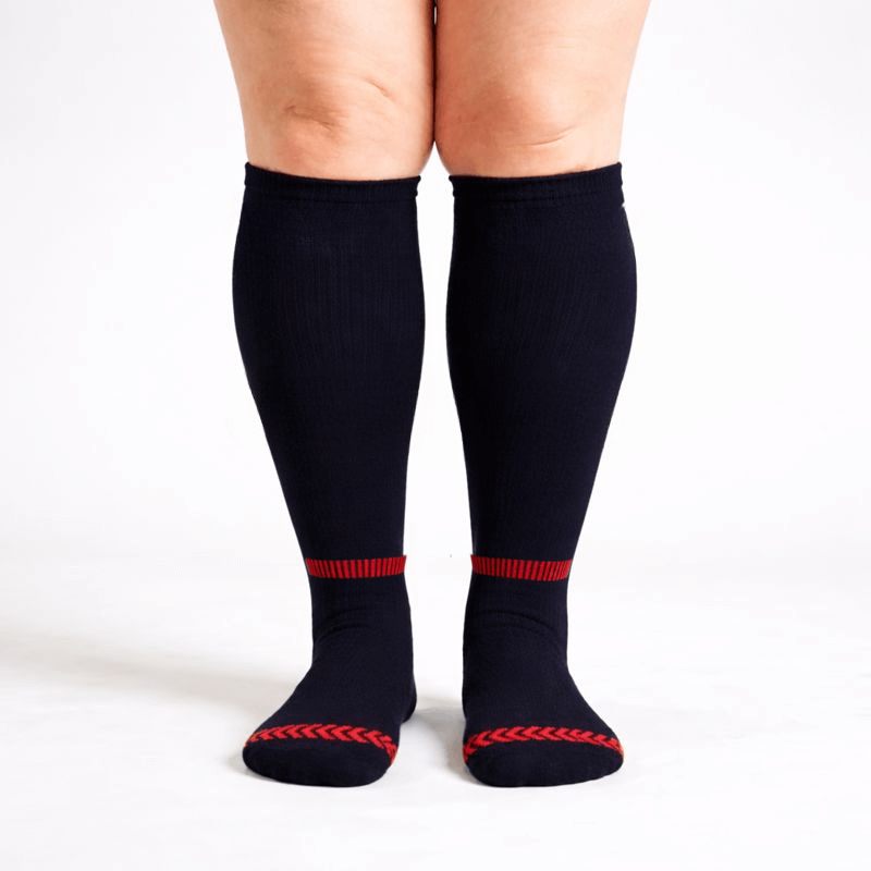 Clomii Everyday Stretch Knee-High Compression Socks Black with Red