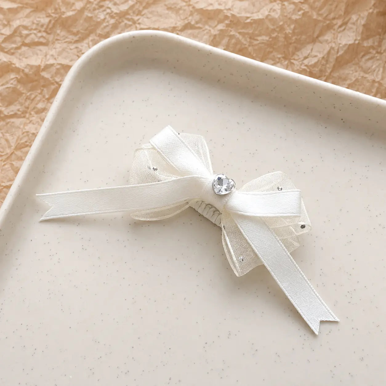Ivory Crystal Dog Clips