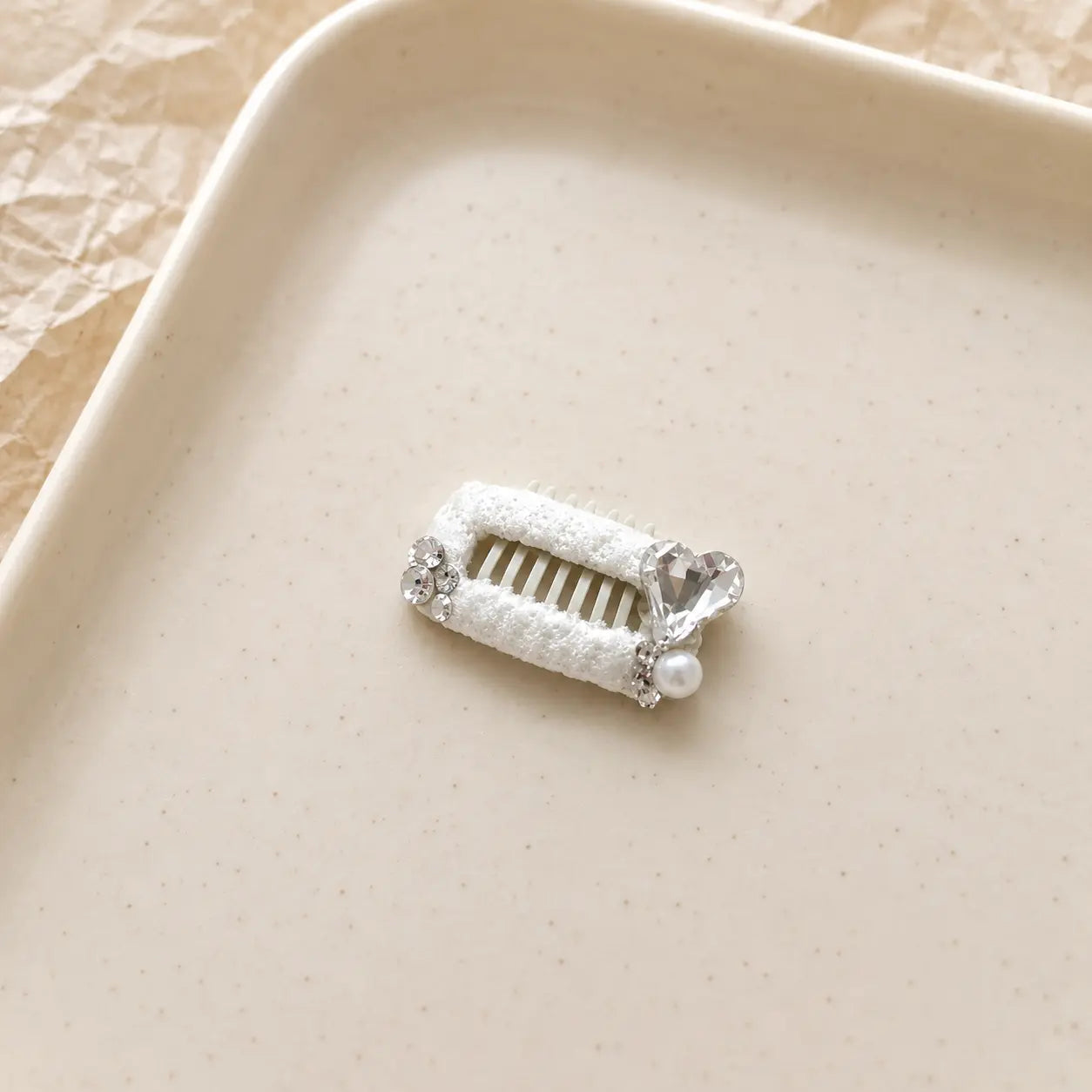 Ivory Crystal Dog Clips