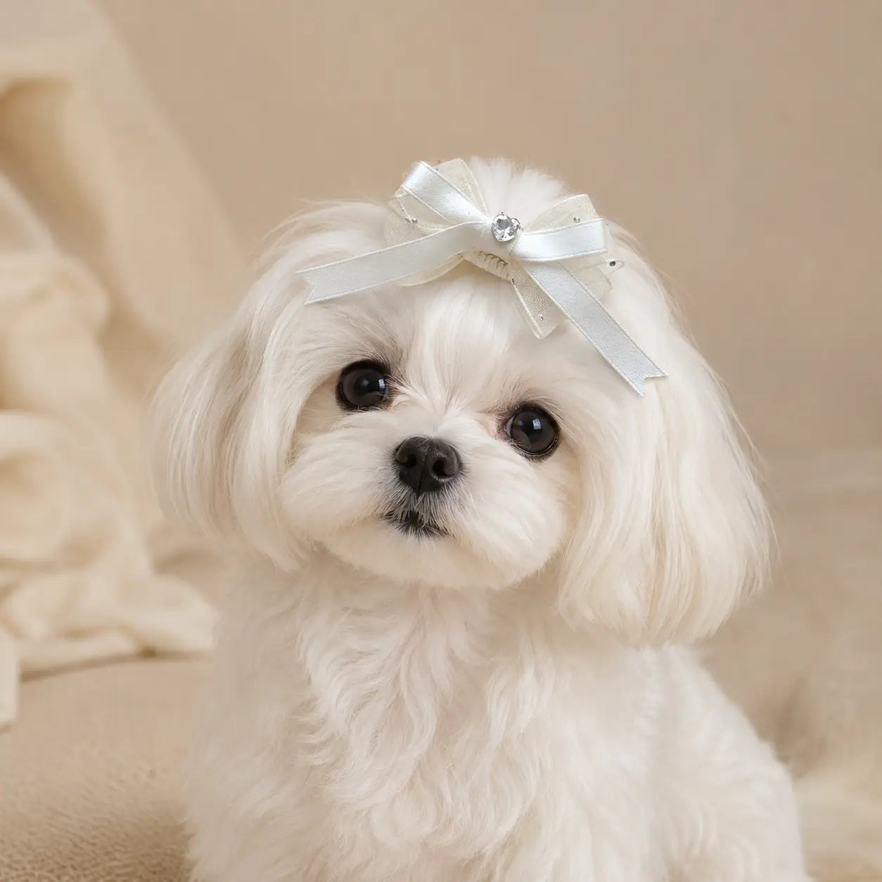 Ivory Crystal Dog Clips