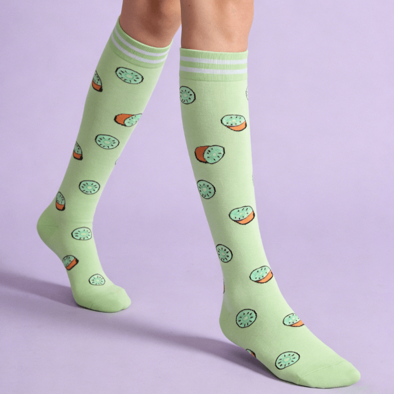 Clomii Kiwi Garden Compression Knee-High Socks