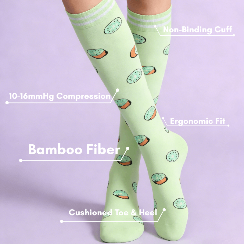 Clomii Kiwi Garden Compression Knee-High Socks